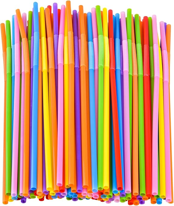 200PCS Flexible Plastic Straws