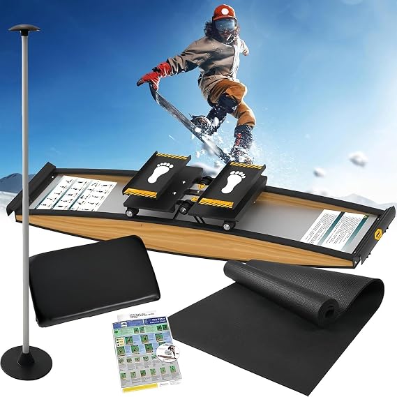 Ski Exercise Machine, Indoor Ski Cross Trainer Machine, Stair Steppers, 150kg/330lb Load, With Walking Stick and Floor Mat, For Surfing, Skiing, Hockey Training