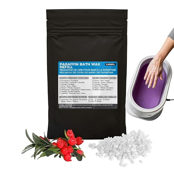Carmel Paraffin Bath Wax Refill, White (1 lb), Wintergreen Scented Wax Beads, For Hands & Feet