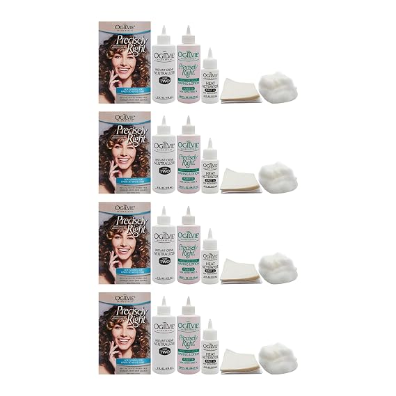 Ogilvie Salon Styles Precisely Right Professional Conditioning Home Perm Kit for Men & Women - For Normal or Hard-to-wave Hair - Heat-activated Worry-free Formula with Drip Guard - 4 Pc
