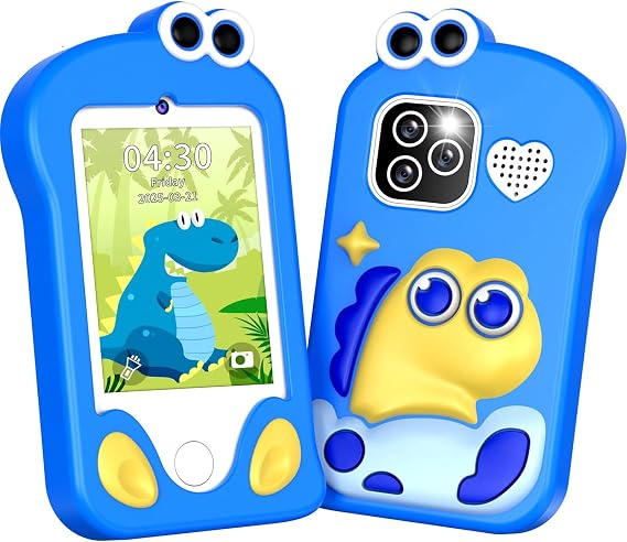 CHAKEYAKE Children's Mobile Phone Children's Camera in Smartphone Format with 2.8 Inch Touch Screen Dual Camera Photo Video Functions MP3 Player SD Card Birthday Gifts Learning Phone Toy from 3