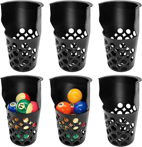 Pool Table Pockets Replacement Pockets for Billiard Table Set of 6 Large Capacity Plastic Web Pockets