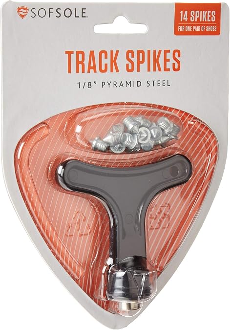 Sof Sole Replac -Ment Steel Track Spikes for Running Shoes, Pyramid 1/4-Inch