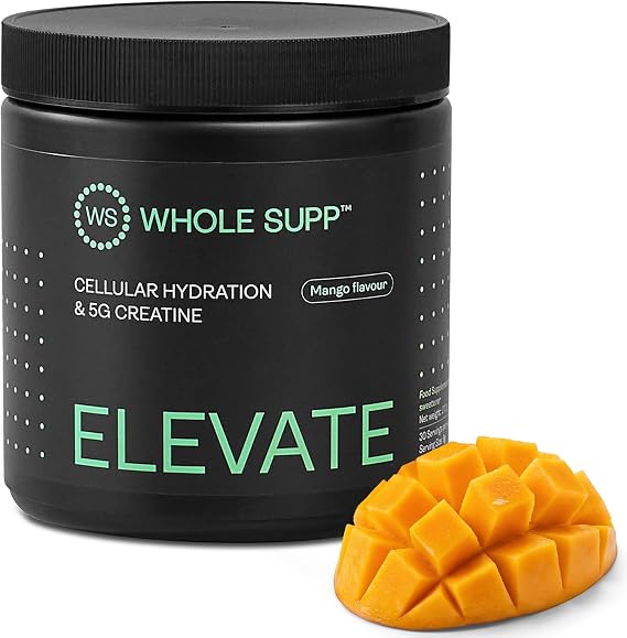Elevate Creatine Powder with Electrolytes, 30 Servings (270g) | Mango Flavour, 5g Pure Monohydrate Formula to Boost Energy, Sharpen Focus & Enhance Recovery, Intra & Post Workout Drink