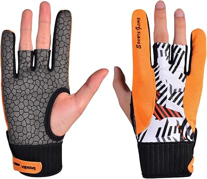 1 Pair Bowling Accessories Bowling Gloves Bowling Gloves Right Hand Bowling Gloves for Wristband Anti-Slip Sports Gloves Bowling Gloves Wrist Semi Gloves Anti-Slip Bowling Gloves, Orange M