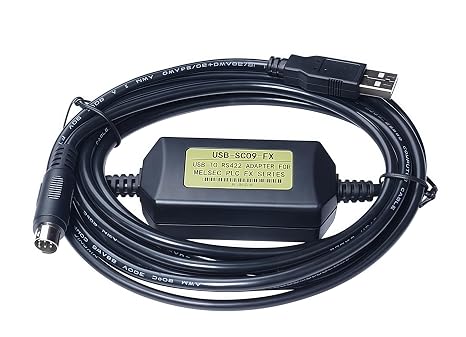 USB Programming Cable for Mitsubishi PLC FX3U and FX Series, for Taiwan Shihlin AX Series, for FX2N/FX1N/1S/FX3U/3GA, for USB-SC09-FX Replacement, 6 FT
