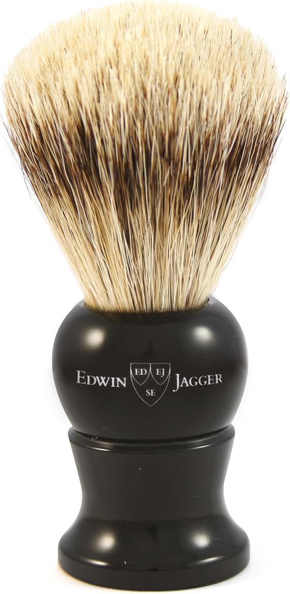 Edwin Jagger 5EJ286 Extra Large Super Badger Shaving Brush, Imitation Ebony for use with Shaving Cream or Soap for Men
