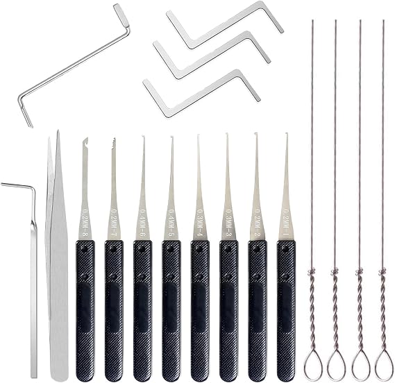 18 Pcs Versatile Lock Pick Set & Broken Key Extractor Tool,Professional Locksmith Tools for Automotive,Household & Commercial Use