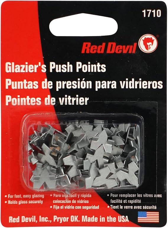 Red Devil 1710 Glazing Push Points, Zinc-Coated Push Points for Holding Glass in Picture Frames and Windows Before Applying Glazing Compound, 55 Count