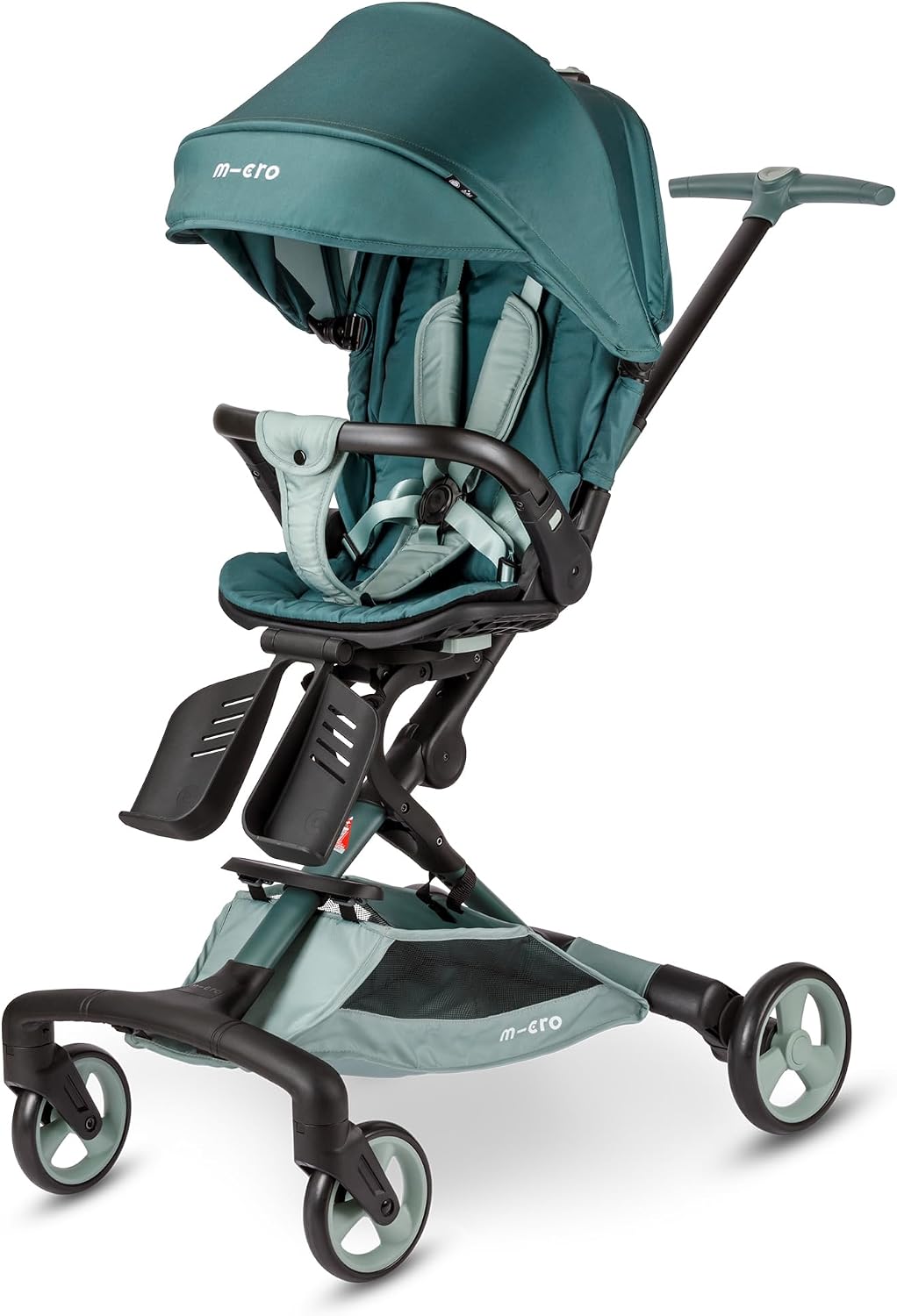 Micro Baby Cruiser Hafif Bebek Arabası 360° Dönebilen, Katlanabilir, Mama Sandalyesi Fonksiyonlu, Yenidoğan – 3 Yaş, UPF 50+ Güneş Korumalı (Matcha)