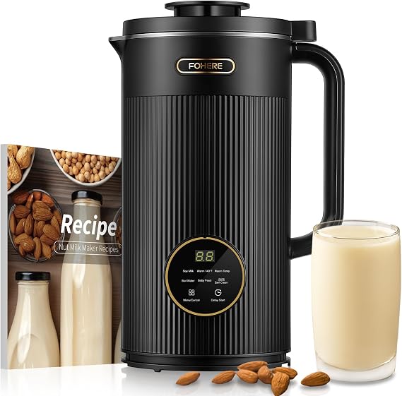 FOHERE Nut Milk Maker Machine, Automatic Soy & Almond Milk Maker