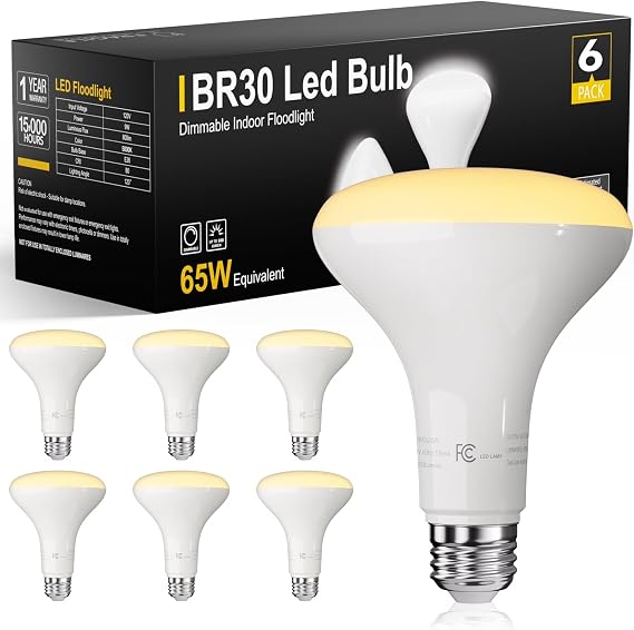 DAYBETTER BR30 LED Light Bulbs Indoor Flood Light, 5000K Daylight White LED Bulb 65W Equivalent, Dimmable, E26 Base, 800LM, Recessed Can Bulb for