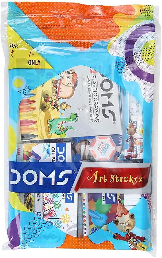 Doms Check n Mate Art Strokes School Colour Kit for Kids (8 Item in This kit)