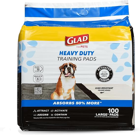 Glad for Pets XL Charcoal Training Pads, Heavy Duty, 24x24 in, 100 Count