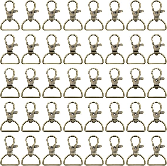 40 Pieces Swivel Snap Hook Key Rings Metal Lobster Clasps with D-Rings for Key Chains Wallets Hardware Sewing Craft Projects (Inner Width 3/4 Inch, Antique Bronze)