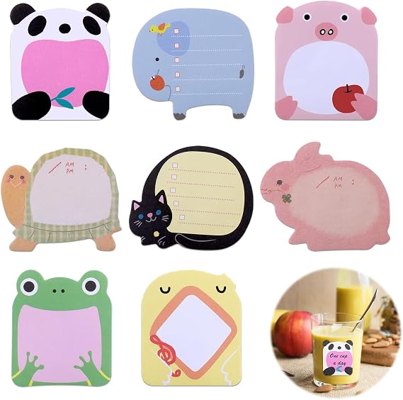 24 Pack Cute Sticky Notes, Cartoon Animals Sticky Notes, Mini Notebooks for Party Bags, Party Bag Gifts, for School, Office Memo, Party Bags Filler, Student Kids Gifts