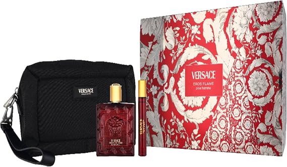 Versace Eros Flame 3.4 Oz Edp + 10Ml Spray + Trousse