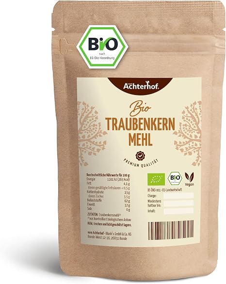 Grape Seed Flour Organic (1 kg) Grape Seed Powder vom-Achterhof