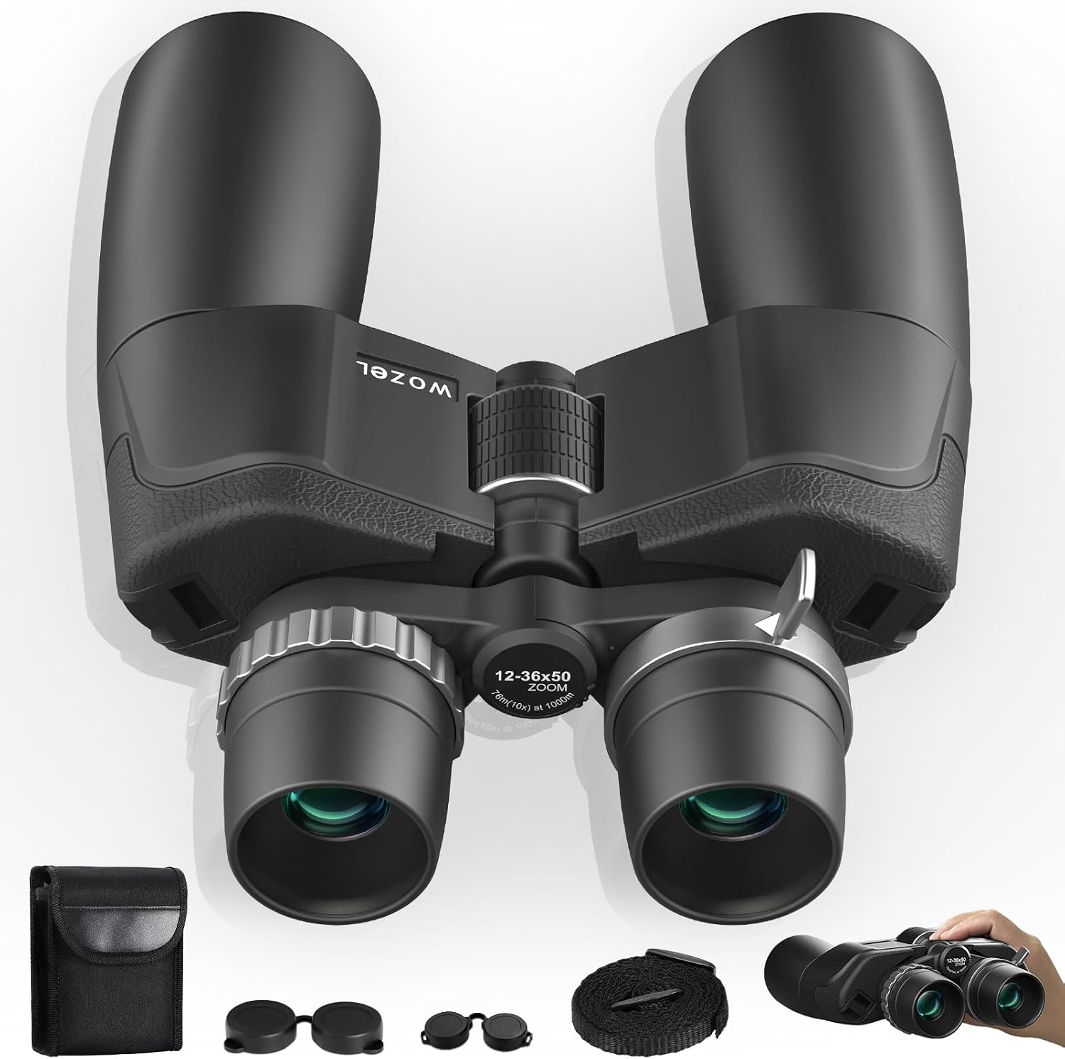 High Power Zoom Binoculars For Adults - 12-36 x 50 HD Professional Binoculars Large Visibility - Waterproof Binoculars Low Light Birdwatching Travel Hunting Sports Cruise Outdoor