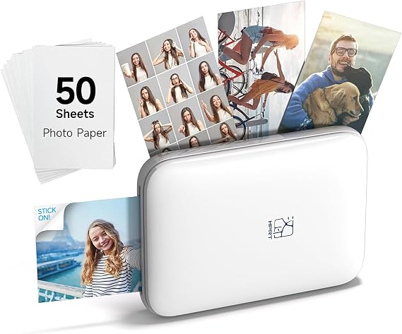 HPRT Hanin MT53 Mini Photo Printer with 50 Sheets Adhesive 2x3 Paper