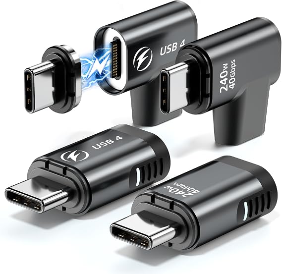 240W Straight + 240W 90 Degree USB C Magnetic Adapter - 4 Pack