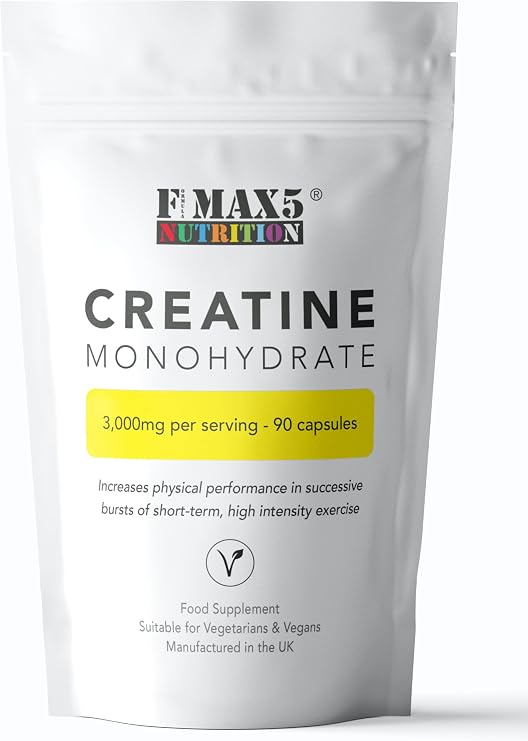 Creatine 3000mg (per Serving) - 90 Micronised Creatine Monohydrate 750mg Vegan Capsules - UK Made