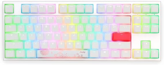 Ducky One 2 RGB TKL Pure White RGB LED Double Shot PBT Mechanical Keyboard (Cherry MX Black)