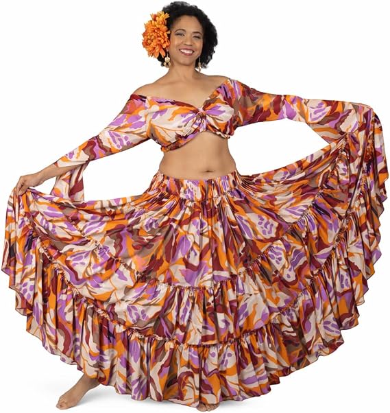 Miss Belly Dance 25 Yard Patterned Skirt for Women, Festival, Folklore, Tribal Fusion, ATS Wear