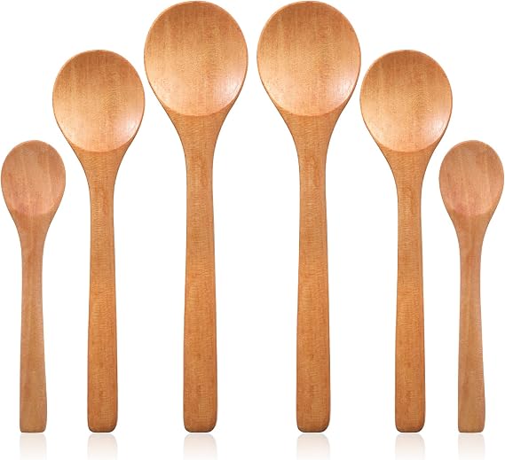 Small Wooden Spoons, Wooden Spoons Set in 3 Sizes (5.1", 5.9", 6.9"), Multi-Purpose Wood Spoon for Eating, Honey, Tea, Coffee, Sugar, Ice Cream and Bath Salts