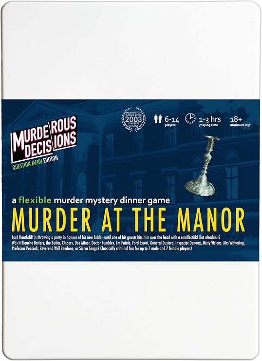 Murder at The Manor 6-14 Player Murder Mystery Dinner Party Game
