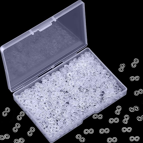 300 S Clips Rubber Band Loom Connectors Plastic Bracelet Clips, Clear