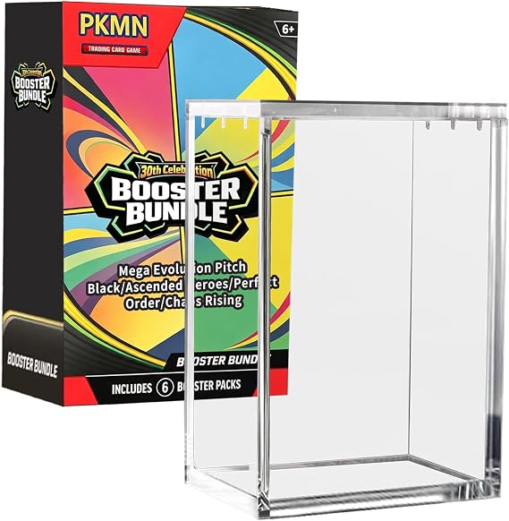 Booster Bundle Acrylic Case for Mega EvolutionPitch Black/Ascended Heroes/Perfect Order/Chaos Rising, N52 Magnetic Lid Clear Display Case, 5mm Thick Ptcg Protector Storage Box (Box Not Included)