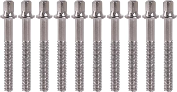 Etfbuy 10pcs Silver Jazz Drum Snare Drum Screw Drum Lug Mounting Screws Percussion Replacement Accessory Drum Kit 6x45mm