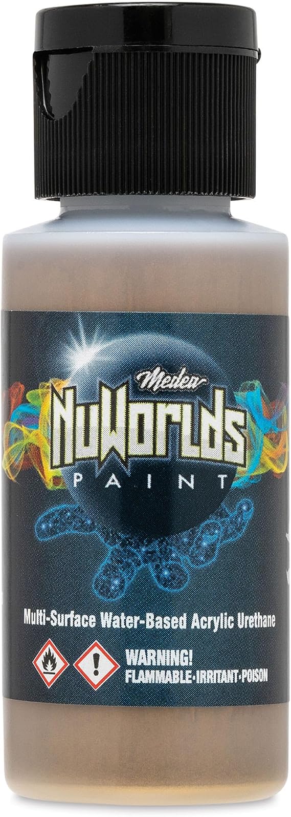 Medea NuWorlds Miniature Paint Gauntlet Gold Metallic Water Based Acrylic Urethane Airbrush Ready True Metallic Effects Aircraft-Grade Aluminum 1oz Color for Models & Miniatures
