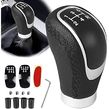 5 Speed Gear Shifter Knob, Manual Gear Stick Knob, Premium Leather Automotive Gear Shift Knob Universal Shift Knob with 4 Adapters
