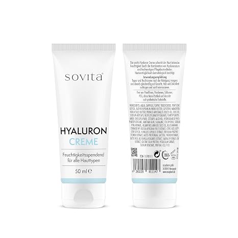 sovita Hyaluronic Cream Firming Day & Night Cream with Hyaluronic Acid Konjac Mannan & Milk Proteins Moisturiser for All Skin Types (50 ml)
