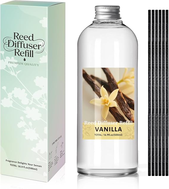 SCENTORINI Vanilla Reed Diffuser Refill Oil 500ml with 6 Sticks
