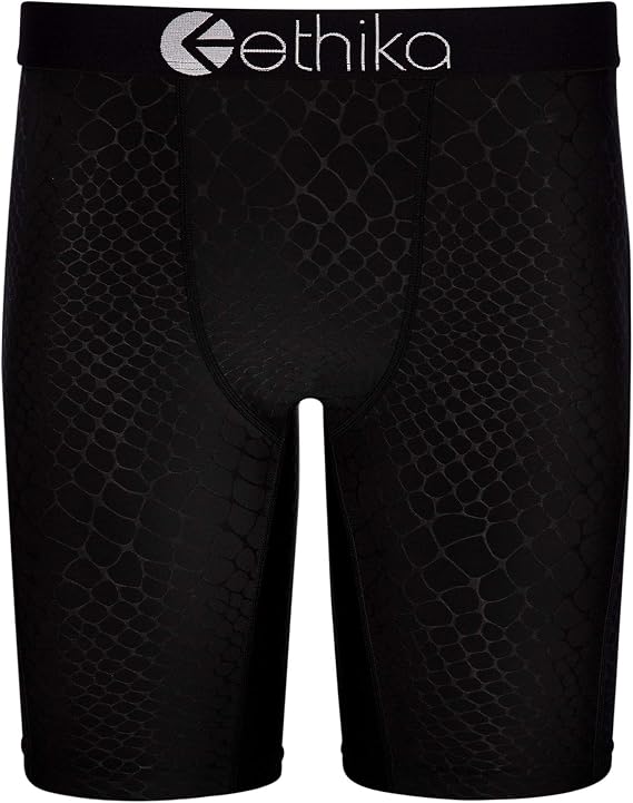 Ethika Men's Staple Boxer Brief, Embossed Python - Black