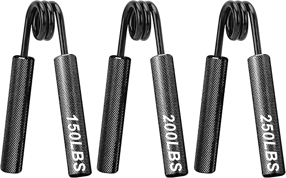 Hand Grip Strengthener(150, 200, 250 lbs),No Slip Heavy Grippers,Finger Wrist & Forearm Exerciser,Arm Muscle Builder,Metal Grip Strength for Beginners and Professionals,Home Office & Gym,3 Pack