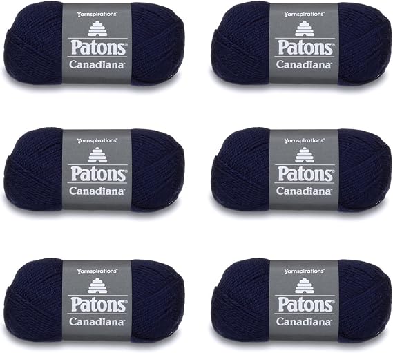 Patons Canadiana Navy Yarn - 6 Pack of 3.5oz/100g - Acrylic - 4 Medium - 205 Yards - Knitting, Crocheting & Crafts