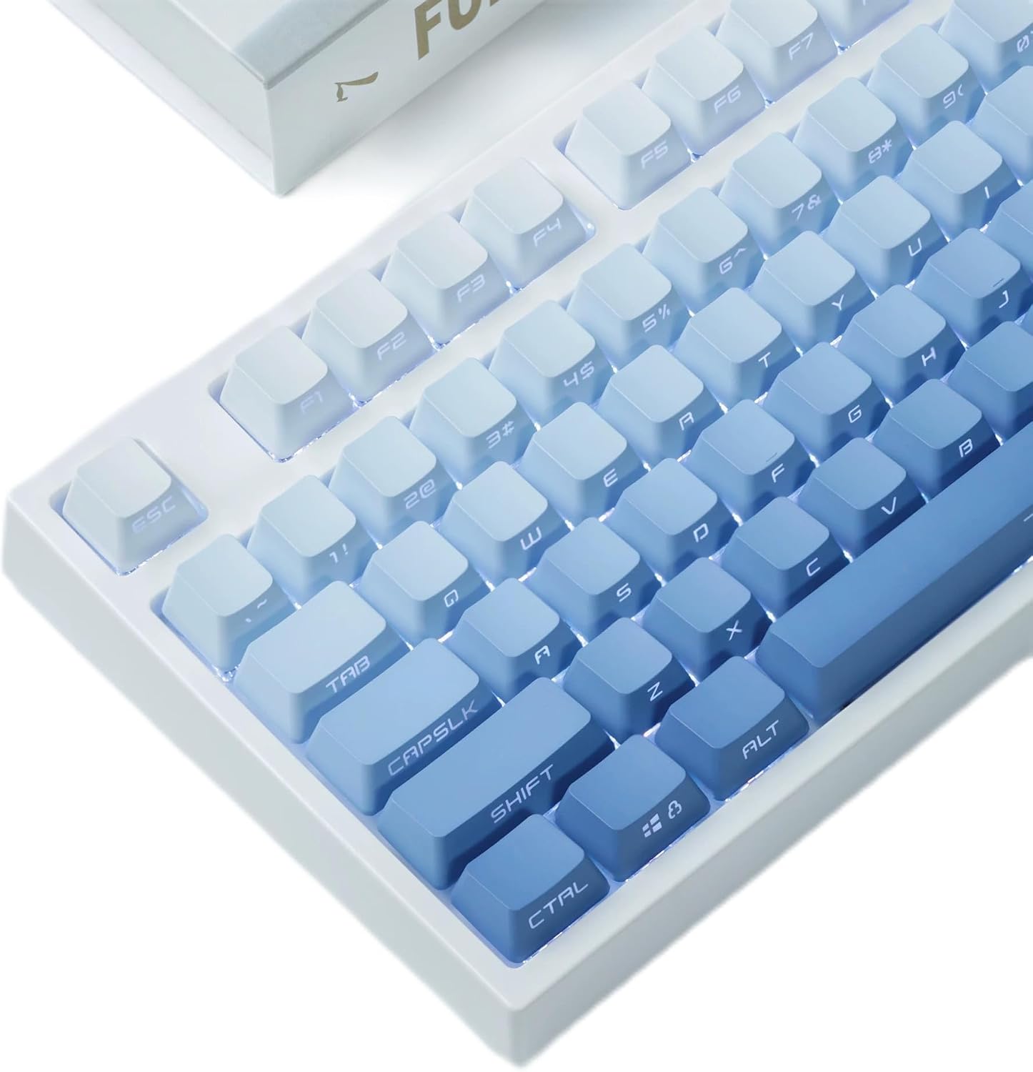 134 Keys Gradient PBT Keycaps, Side Printed Shine Through Keycaps Cherry Profile