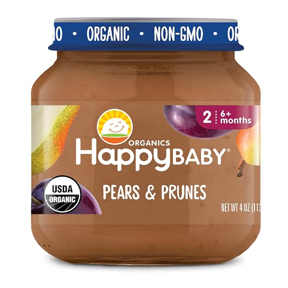 Happy Baby Organic Stage 2 Pears & Prunes Baby Food, 4 OZ