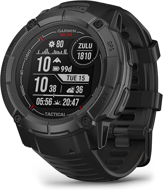 Garmin Instinct 2X Solar Tactical, Rugged Outdoor Smartwatch, 50mm, Black