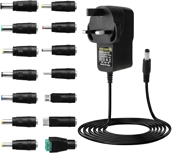5V 2A Power Supply Adapter AC to DC with 14 DC Plugs 10W Max Universal