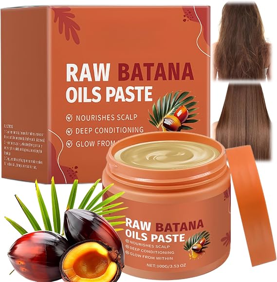 Raw Batana Oil Paste, Organic Batana Hair Oils for Hair Growth, Raw Batanas Oil-Hair Mask Nourishes Haired, Repairing Frizz and Damaged Hairs, Restore Texture and Shine, Effective for Men & Women