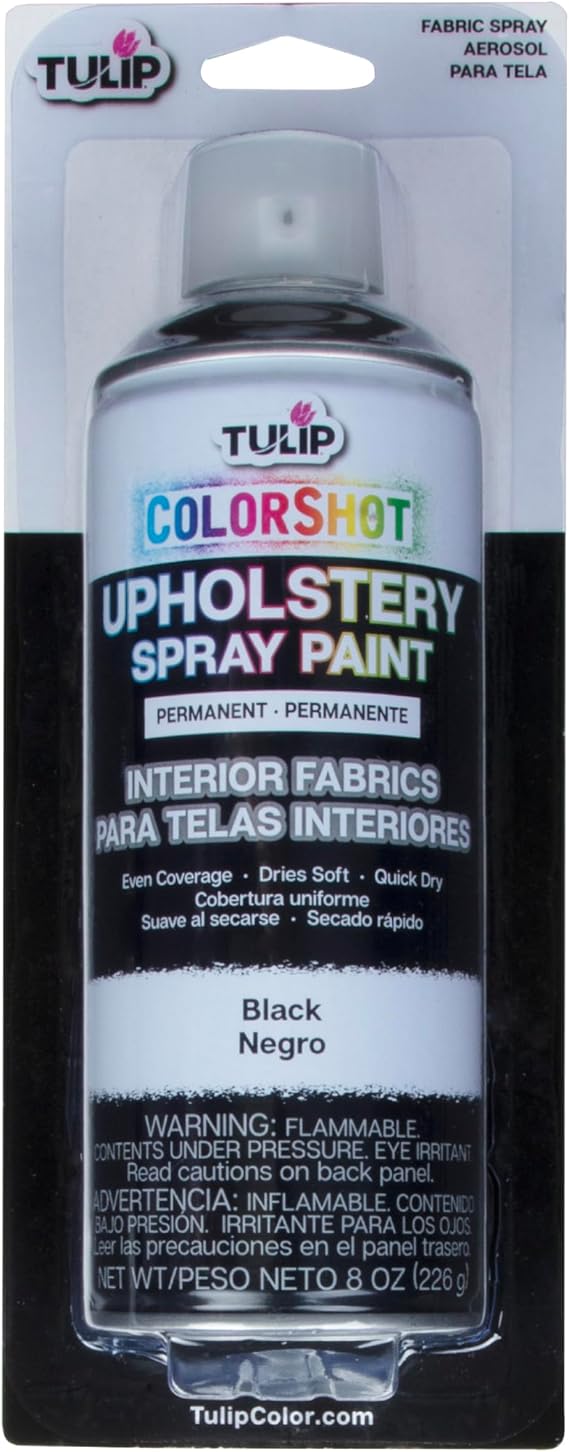 TULIP ColorShot Fabric Spray Paint for Upholstery, Permanent Spray-On Fabric Paint for Furniture, 8 oz, Black