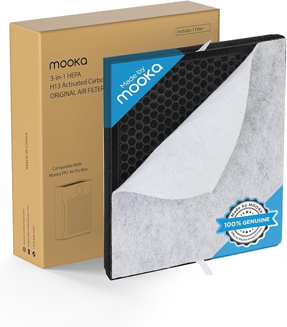 Mooka Genuine Mode PR1 Air Purifier Replacement Filter, H13 True HEPA Air Purifiers for Home Large Room up to 2200sq.ft, with Washable Pre Filter, Removes Pollen Dander Smoke Pet Hair Dust