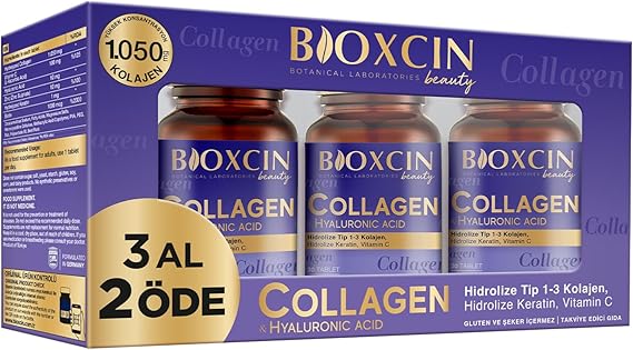 Bioxcin Beauty Collagen Tablet 3 Al 2 Öde – Tip 1 & Tip 3 Hidrolize Kolajen, Hyaluronik Asit, Keratin, Biotin, C ve E Vitamini İçerikli – 90 Tablet