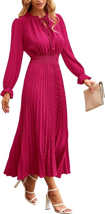 PRETTYGARDEN Women's Fall Midi Wedding Guest Dress