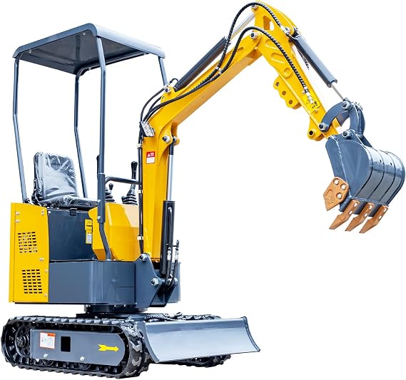 Mini Backhoe Machine, 1.0 Ton Mini Crawler Excavator with 13.5 hp EPA Certified Engine & All-Terrain Tracks, for Digging, Drilling, Bull-Dozing, for Garden, Farms, Park